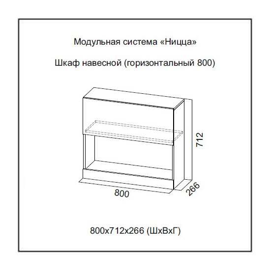 Шкаф навесной горизонтальный 800 «Ницца» размеры