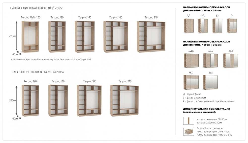 Шкаф-купе 120х220 КК «Тетрис Лайт» Дуб сонома