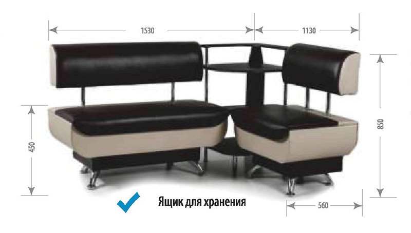Угловой диван с полкой «Валенсия» Экокожа комбинированная размеры