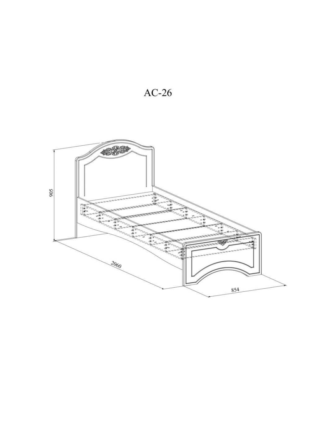 Кровать «Ассоль» АС-26 Белое дерево